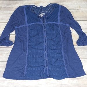 NY Collection Size L Lace Trim Blouse Cuff